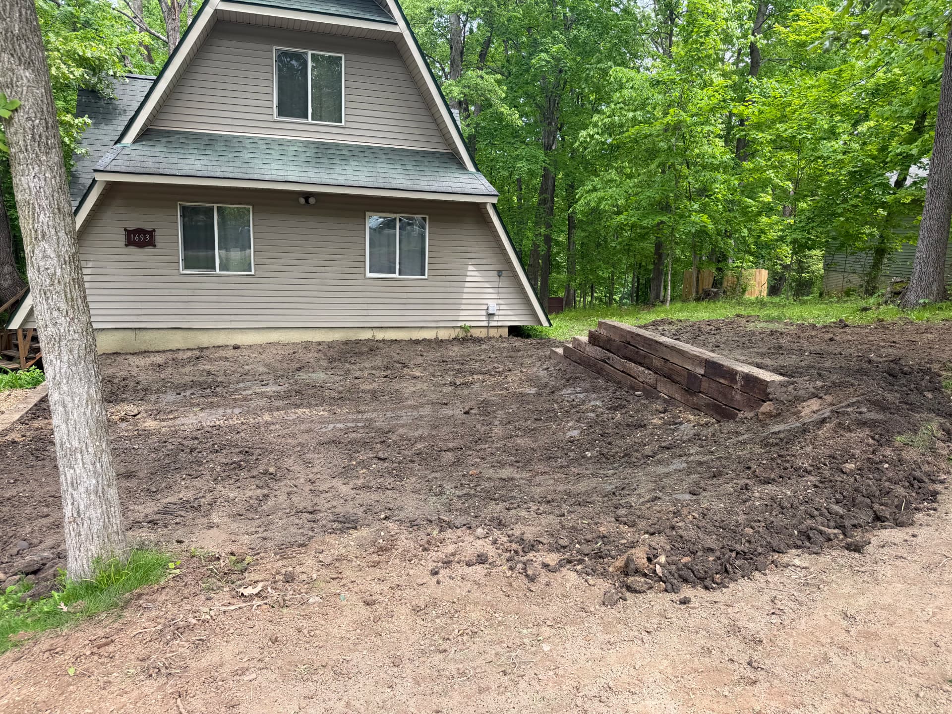 Gallery photos for Final Grading and Site Prep Wrapped Up at This A-Frame Property: Image #1